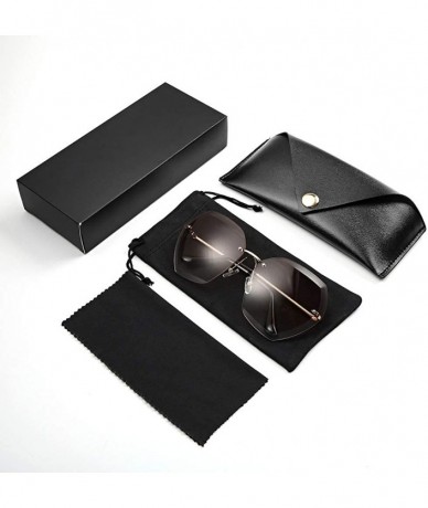 Square New Oversized Rimless Gradient Diamond Cutting Lens Sunglasses - Brown - C618O4944QA $22.10