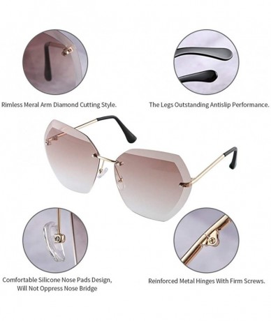 Square New Oversized Rimless Gradient Diamond Cutting Lens Sunglasses - Brown - C618O4944QA $22.10