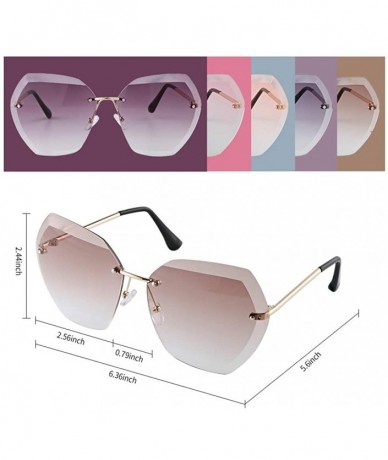 Square New Oversized Rimless Gradient Diamond Cutting Lens Sunglasses - Brown - C618O4944QA $22.10