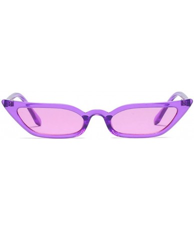 Square Vintage Retro Cateye Sunglasses for Women Narrow Skinny Small Cat Eye Glasses - Purple - CH180KUMZ7L $18.49