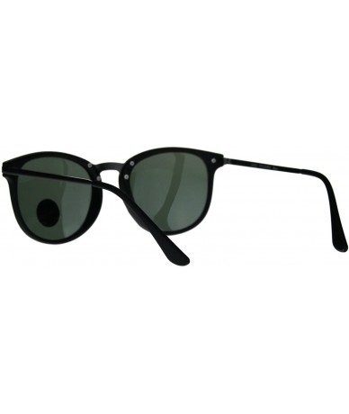 Rectangular Mens Tempered Glass Lens Retro Horn Rim Designer Mod Sunglasses - Matte Black Green - C318957483R $19.35