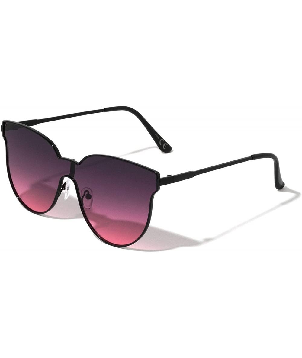 Cat Eye One Piece Geometric Designer Cat Eye Oceanic Color Sunglasses - Purple Black - CW197L7L93N $28.00