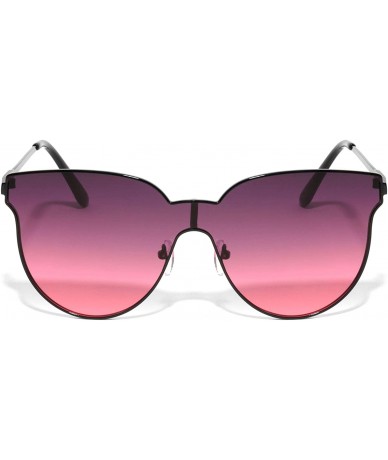 Cat Eye One Piece Geometric Designer Cat Eye Oceanic Color Sunglasses - Purple Black - CW197L7L93N $28.00