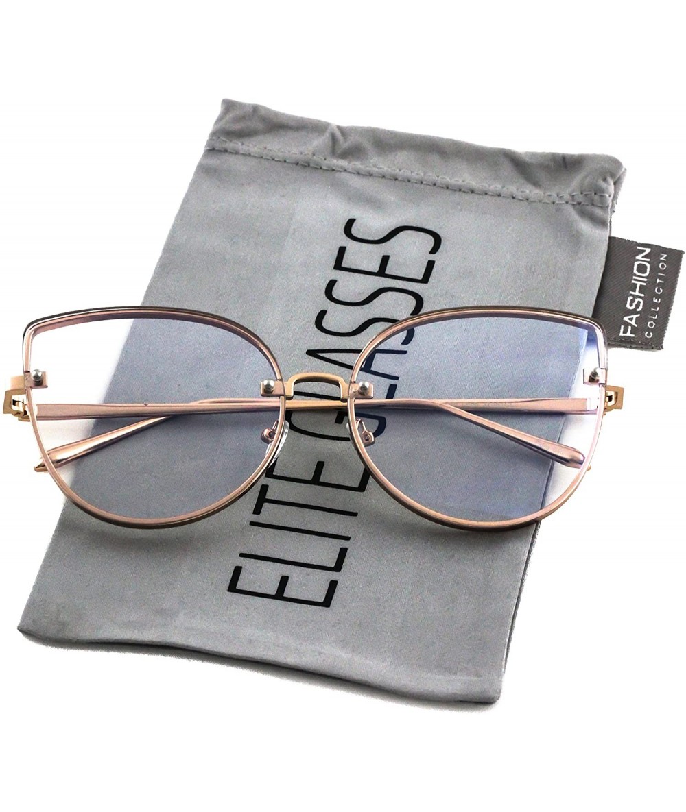 Oversized OVERSIZED VINTAGE RETRO CAT EYE Style Clear Lens EYE Large Frame SUN GLASSES - Gold - CY17YISTEQL $20.19