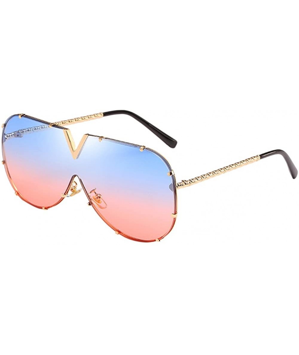 Sport Fashion Metal Sunglasses for Men and Women for Driving Traveling Beach - Blue&pink - C818DLT0WUH $30.04