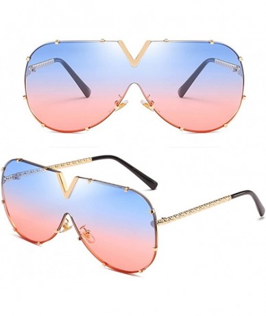 Sport Fashion Metal Sunglasses for Men and Women for Driving Traveling Beach - Blue&pink - C818DLT0WUH $30.04