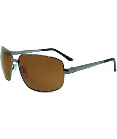 Rectangular Just Chillin Polarized Nearly Invisible Line Bifocal Sunglasses - Pewter-brown - C811NBNTF1F $74.89