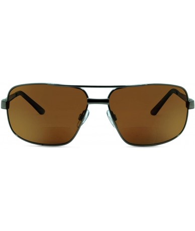 Rectangular Just Chillin Polarized Nearly Invisible Line Bifocal Sunglasses - Pewter-brown - C811NBNTF1F $74.89