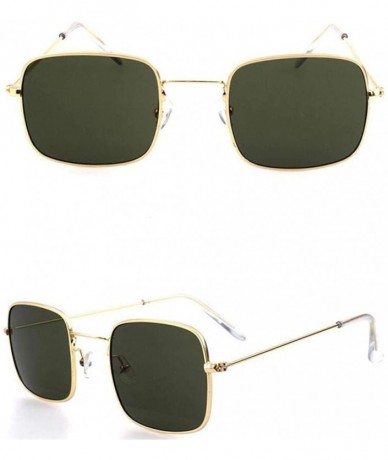 Square 2019 Square Sunglasses Women Men Retro Fashion Rose Gold Sun Glasses Black - Green - CZ18XE9646S $17.51