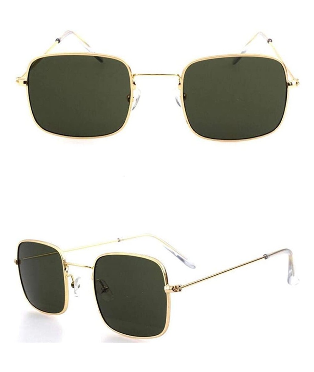 Square 2019 Square Sunglasses Women Men Retro Fashion Rose Gold Sun Glasses Black - Green - CZ18XE9646S $17.51