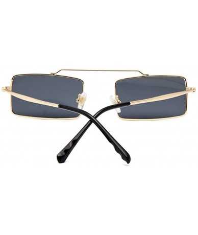 Rectangular Vintage Sun Glasses Women Men Square Shades Rectangular Frame Sunglasses For Female - Goldbrown - CM1999E2974 $20.78