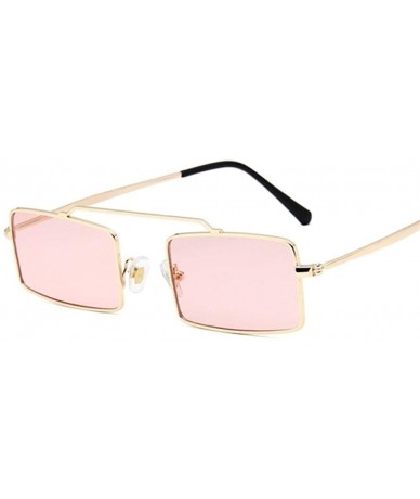 Rectangular Vintage Sun Glasses Women Men Square Shades Rectangular Frame Sunglasses For Female - Goldbrown - CM1999E2974 $20.78