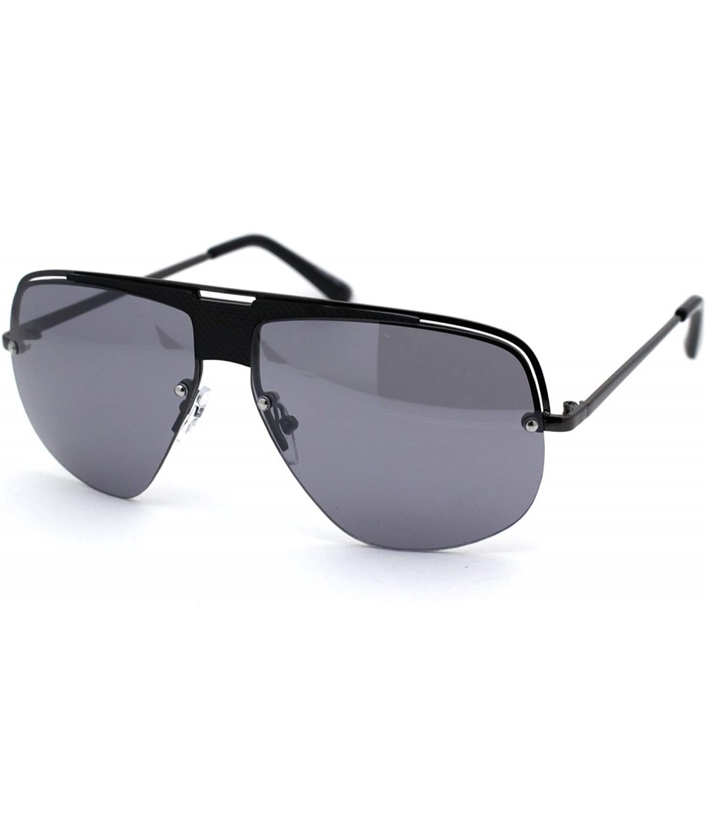 Oversized Mens Luxury Exposed Lens Half Rim Racer Mob Sunglasses - All Black - CG18ZMGOXY0 $23.30