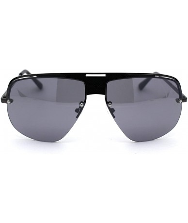 Oversized Mens Luxury Exposed Lens Half Rim Racer Mob Sunglasses - All Black - CG18ZMGOXY0 $23.30