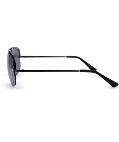 Oversized Mens Luxury Exposed Lens Half Rim Racer Mob Sunglasses - All Black - CG18ZMGOXY0 $23.30