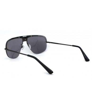 Oversized Mens Luxury Exposed Lens Half Rim Racer Mob Sunglasses - All Black - CG18ZMGOXY0 $23.30