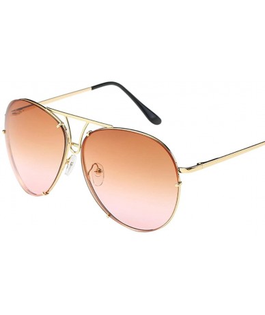 Oversized Womens Aviator Sunglasses Fashion Female Oversized Flat Top Round Sun Glasses Metal Frame - F - C718DTUNR5D $17.78