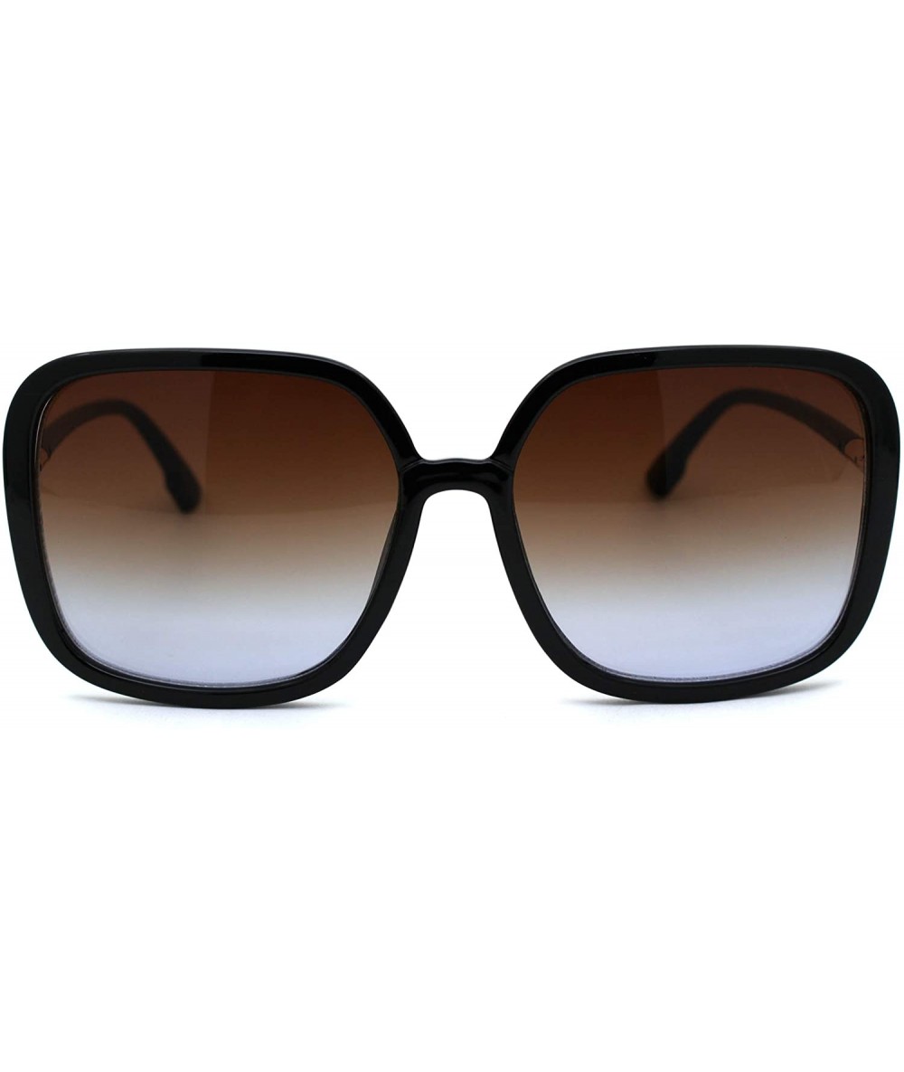 Rectangular Womens Mod Rectangular Butterfly Designer Plastic Sunglasses - Black Brown - CB18A6LKR07 $23.99