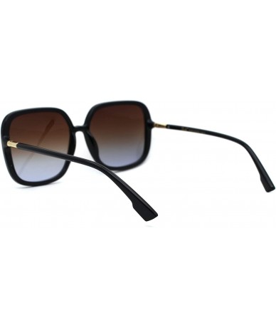 Rectangular Womens Mod Rectangular Butterfly Designer Plastic Sunglasses - Black Brown - CB18A6LKR07 $23.99