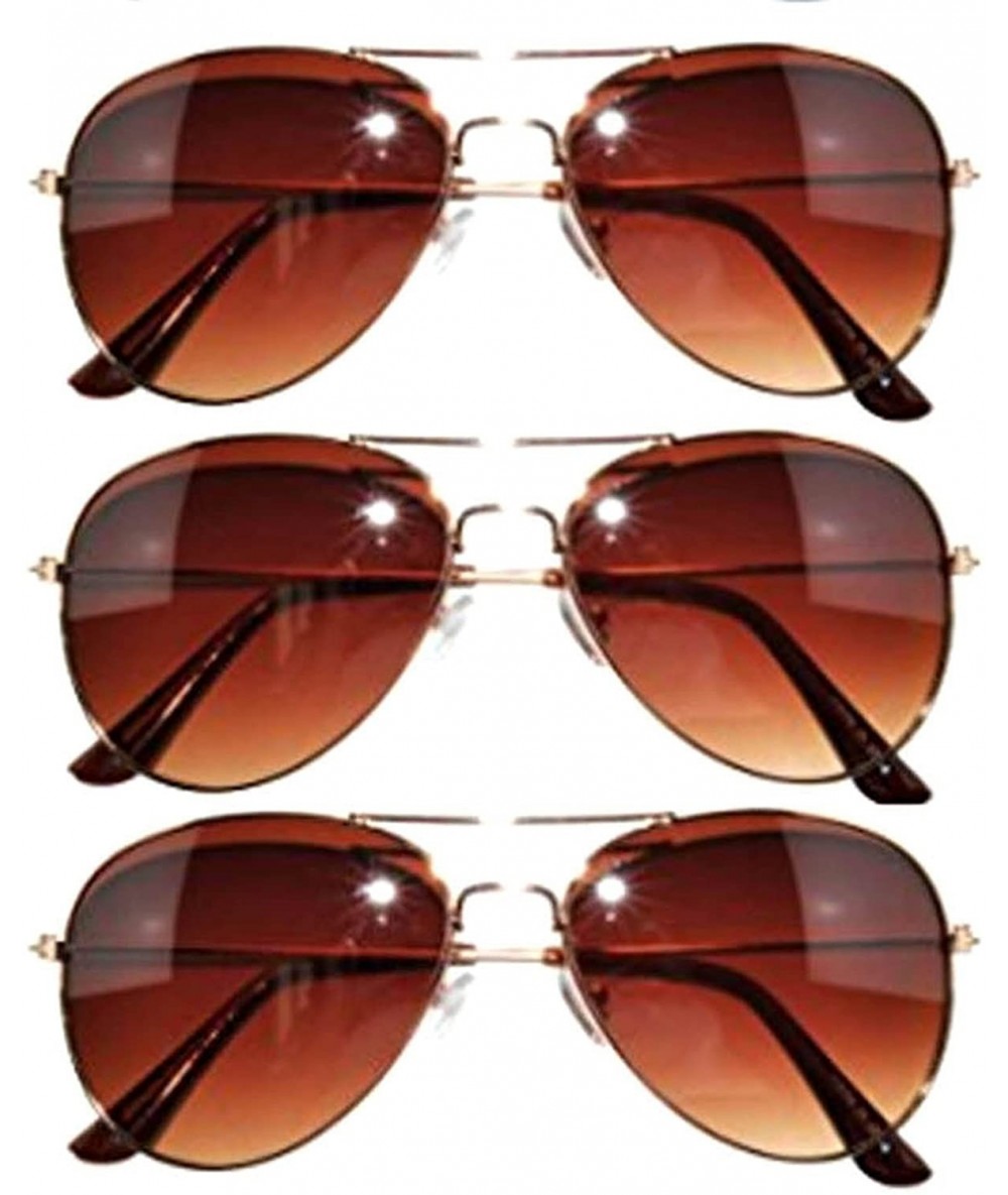 Aviator Classic Aviator Sunglasses Protection Aviator 3p Gold Brown - CT1846NLQ95 $22.12