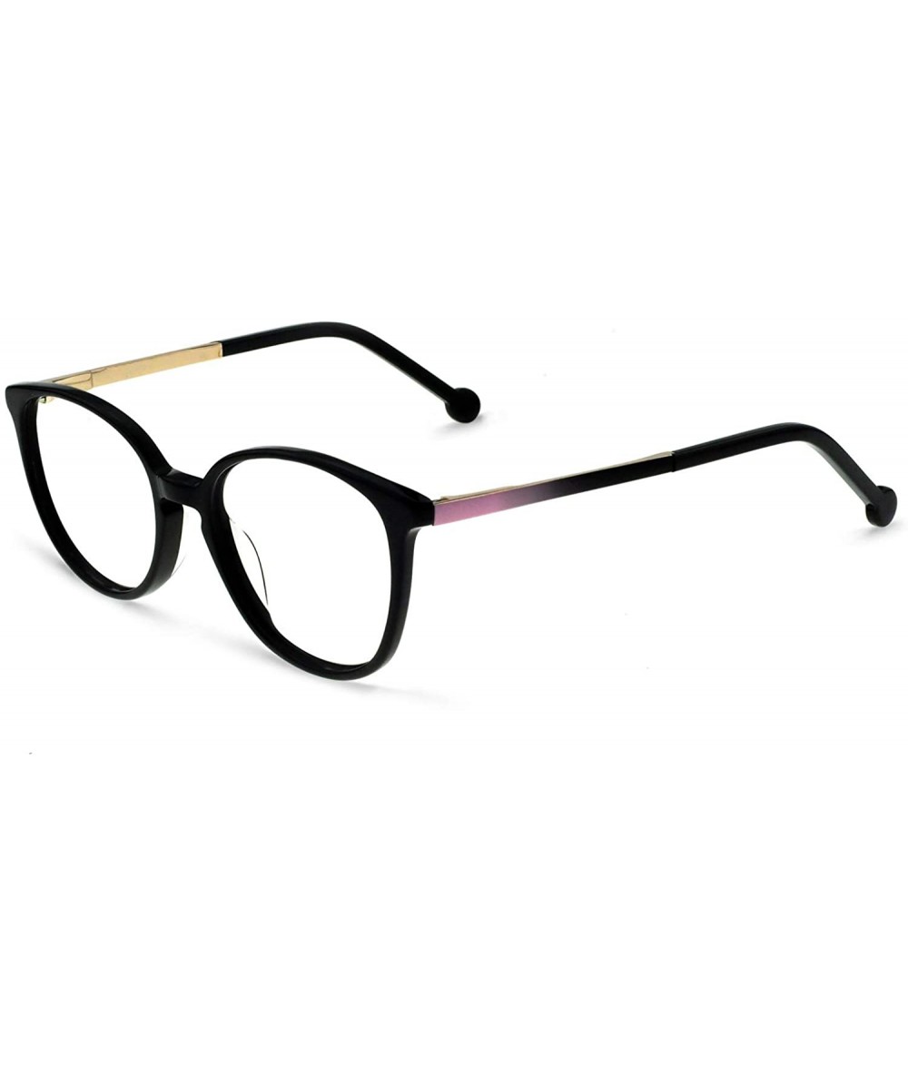 Oval Women Casual Eyewear Frames Non-prescription Clear Lens Eyeglasses - C-black/Pink - CK18LWTS2WW $35.55