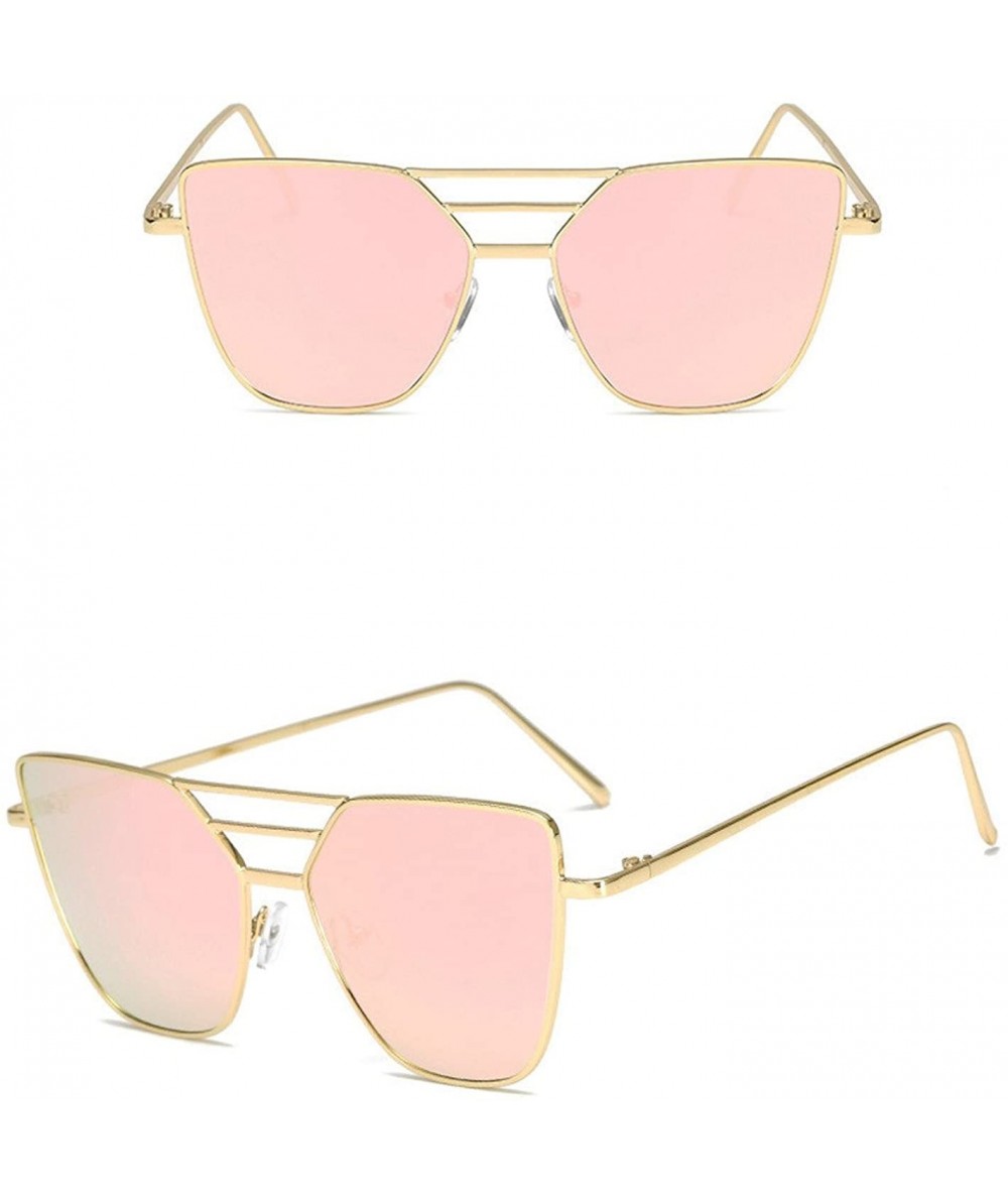 Semi-rimless Fashion Polarized Sunglasses Irregular Oversized - Pink - CN196IWAN23 $19.27