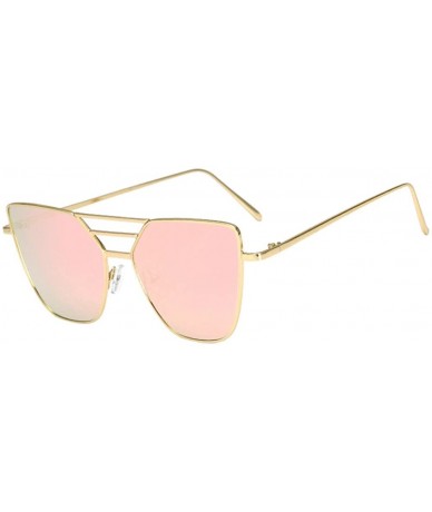 Semi-rimless Fashion Polarized Sunglasses Irregular Oversized - Pink - CN196IWAN23 $19.27