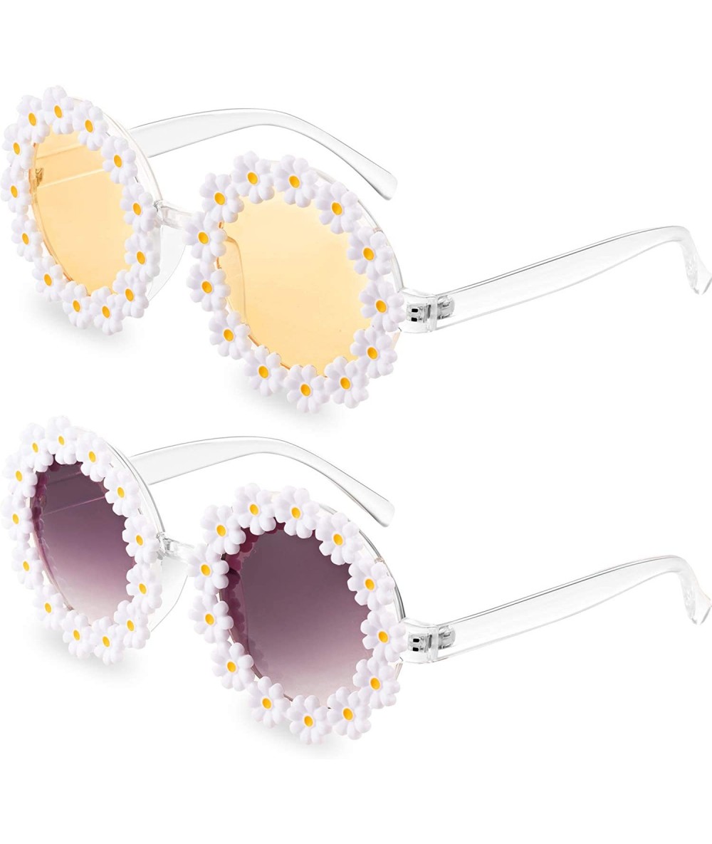 Round Sunglasses Flower Eyewear Glasses Flannel - CX198DL6Q7R $21.80