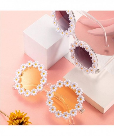 Round Sunglasses Flower Eyewear Glasses Flannel - CX198DL6Q7R $21.80