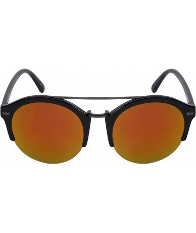 Semi-rimless Half Frame P3 Sunglasses with Color Mirrored Lens 541010-REV - Black/Red Revo - CU12DG7IEU3 $25.46