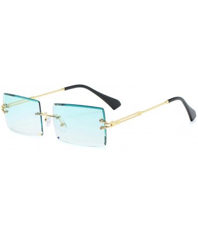 Oversized Fashion Popular RimlRectangle Sunglasses Women Men Shades Alloy Glasses UV400 O264 - Gold-green - CK197A2K7I5 $33.31