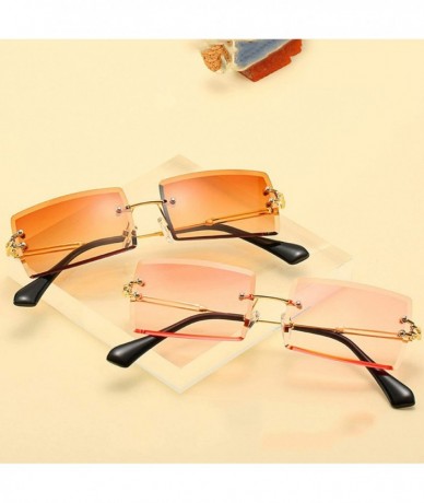 Oversized Fashion Popular RimlRectangle Sunglasses Women Men Shades Alloy Glasses UV400 O264 - Gold-green - CK197A2K7I5 $33.31