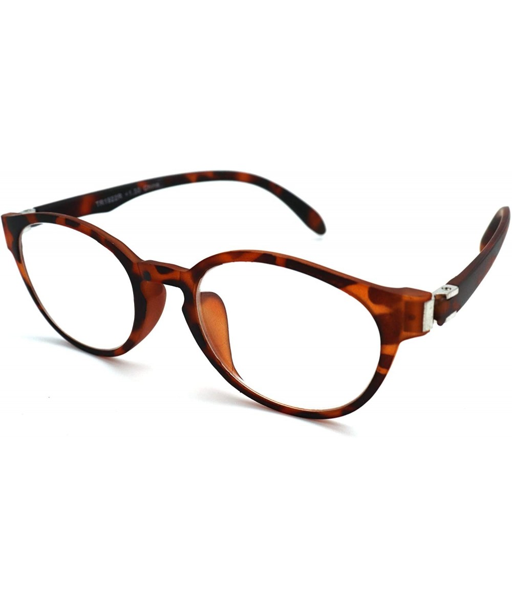 Oval TR90 Readers Flexie Reading Glasses schoolboy 2291RT - Matte Tortoise - C112FLD0R05 $32.65