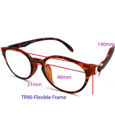 Oval TR90 Readers Flexie Reading Glasses schoolboy 2291RT - Matte Tortoise - C112FLD0R05 $32.65