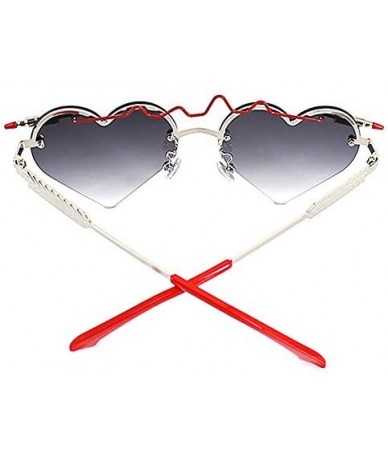 Semi-rimless Heart Shape Sunglasses Ladies Color Lense Heartbeat Designer Eyewear Stylish - Black - CE18OSK2CUN $31.36