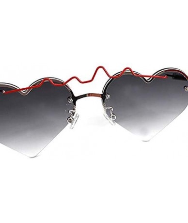 Semi-rimless Heart Shape Sunglasses Ladies Color Lense Heartbeat Designer Eyewear Stylish - Black - CE18OSK2CUN $31.36