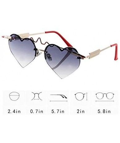 Semi-rimless Heart Shape Sunglasses Ladies Color Lense Heartbeat Designer Eyewear Stylish - Black - CE18OSK2CUN $31.36