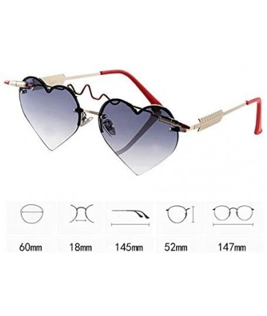 Semi-rimless Heart Shape Sunglasses Ladies Color Lense Heartbeat Designer Eyewear Stylish - Black - CE18OSK2CUN $31.36