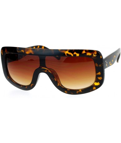 Shield Futuristic Robotic Thick Plastic Shield Runway Sunglasses - Tortoise Brown - CM12N4ZD763 $19.31