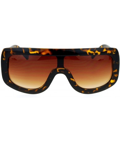 Shield Futuristic Robotic Thick Plastic Shield Runway Sunglasses - Tortoise Brown - CM12N4ZD763 $19.31