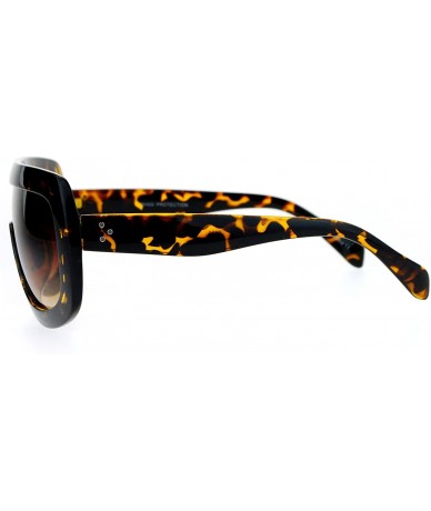 Shield Futuristic Robotic Thick Plastic Shield Runway Sunglasses - Tortoise Brown - CM12N4ZD763 $19.31