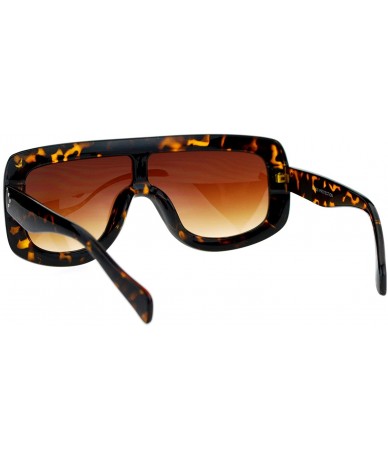 Shield Futuristic Robotic Thick Plastic Shield Runway Sunglasses - Tortoise Brown - CM12N4ZD763 $19.31