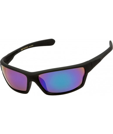 Wrap Polarized Wrap Around Sports Sunglasses - Black Matte Rubberized - Mystic Mirror - C518CSZEZ9O $23.42