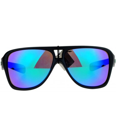 Aviator KUSH Sunglasses Mens Sporty Flat Top Racer Aviator Matte Black Mirror Lens - Black (Green Kush) - C9189YLS0Z8 $17.99