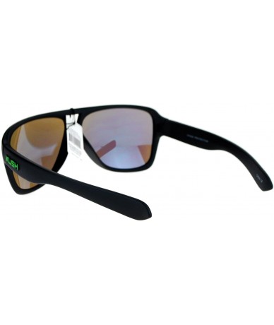 Aviator KUSH Sunglasses Mens Sporty Flat Top Racer Aviator Matte Black Mirror Lens - Black (Green Kush) - C9189YLS0Z8 $17.99