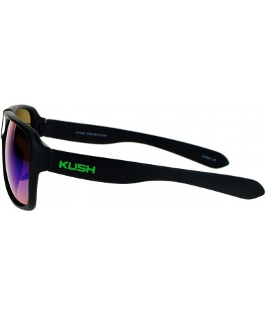 Aviator KUSH Sunglasses Mens Sporty Flat Top Racer Aviator Matte Black Mirror Lens - Black (Green Kush) - C9189YLS0Z8 $17.99