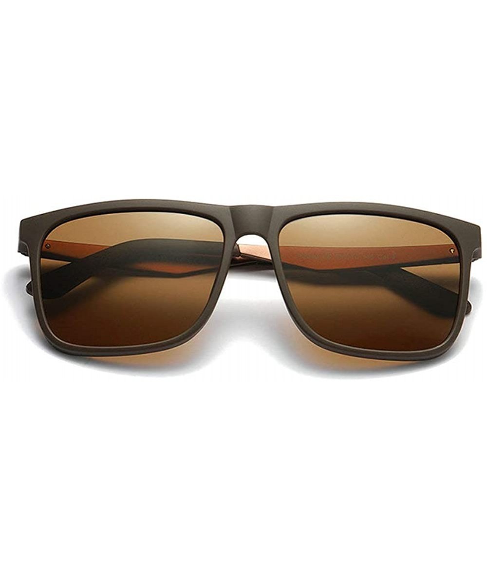 Square TR90 Fashion Men's Polarized TAC Lens Spring Mirror Foot Sunglasses - Brown - CP18LWAQTEY $21.58