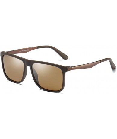 Square TR90 Fashion Men's Polarized TAC Lens Spring Mirror Foot Sunglasses - Brown - CP18LWAQTEY $21.58