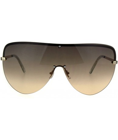 Oversized Oceanic Color Gradient Lens Oversize Shield Diva Racer Sunglasses - Brown Smoke - C0185NMLIML $24.56