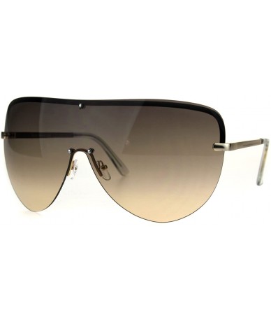 Oversized Oceanic Color Gradient Lens Oversize Shield Diva Racer Sunglasses - Brown Smoke - C0185NMLIML $24.56